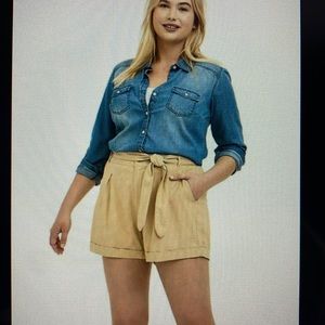 Tan Paper-bag Tie Torrid Shorts